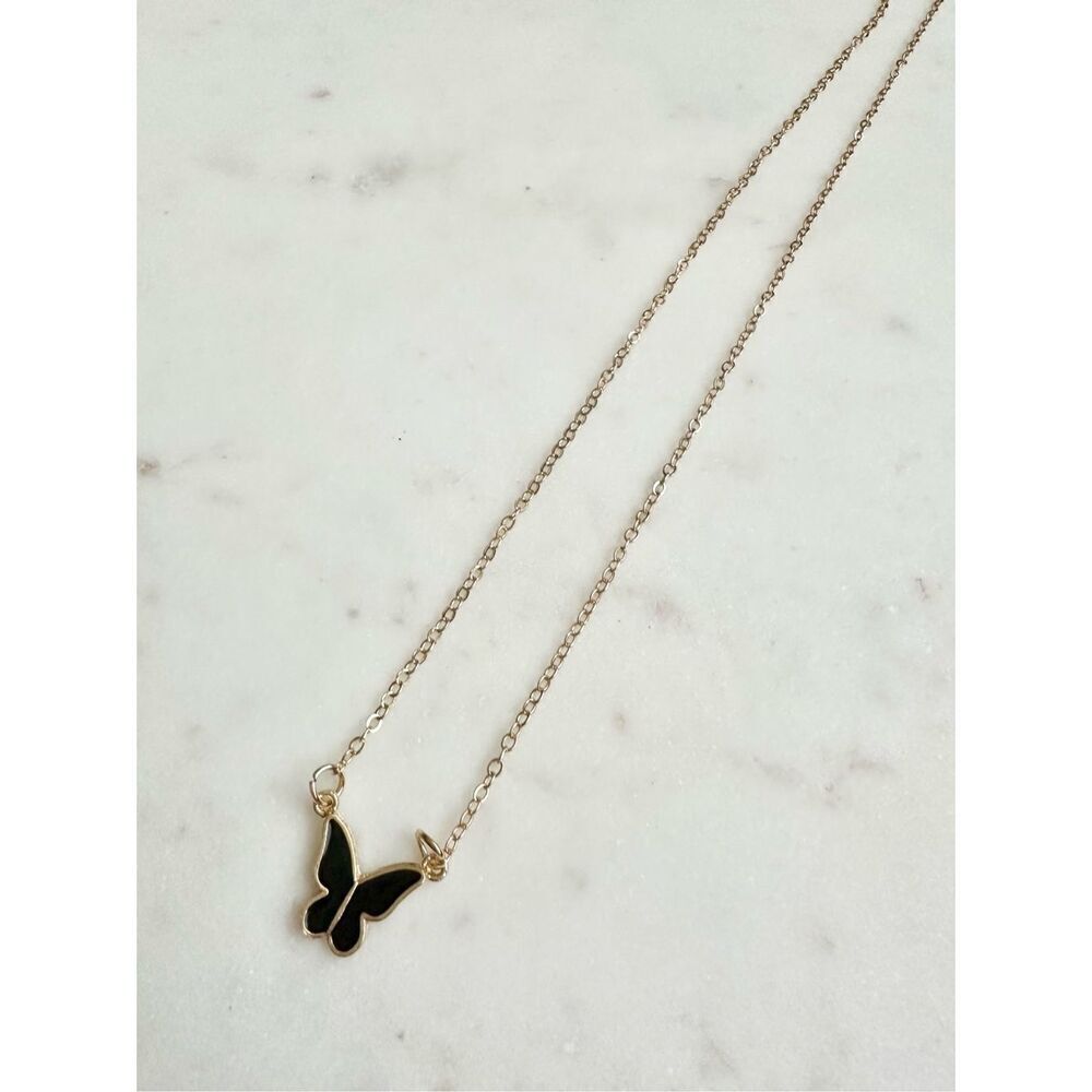 Black and gold color butterfly necklace
